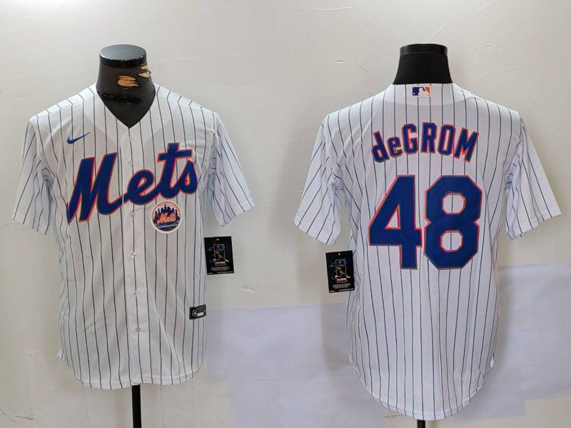 Men New York Mets #48 Degrom White Stripe Game 2024 Nike MLB Jersey style 3->new york mets->MLB Jersey